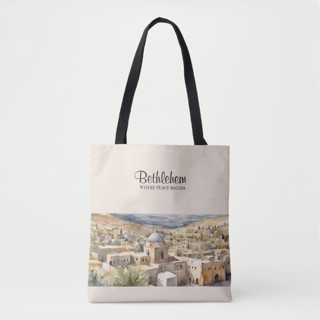 Sac Bethléem Aquarelle - Où la Paix Commence (Devant)