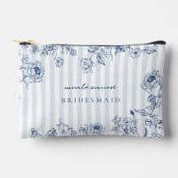 Sac bleu à fermeture éclair pour trousse de maquil