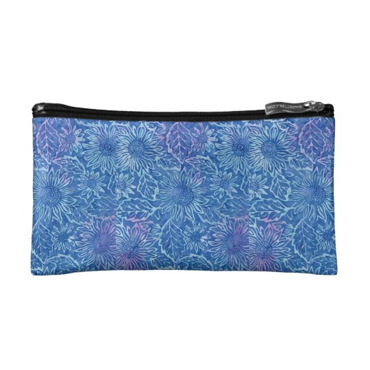 Sac bleu de cosmétique de tournesol