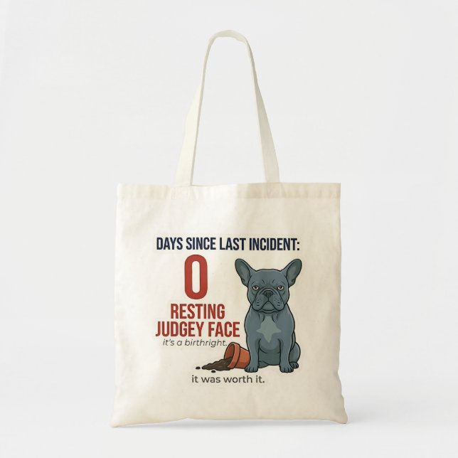 Sac bleu Frenchie sans regrets Maman de chien drôl (Devant)