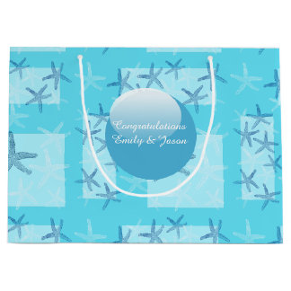 Sac bleu vert de cadeau d'étoiles de mer