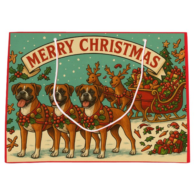 Sac Boxer chiens Cadeau de Noël (Devant)