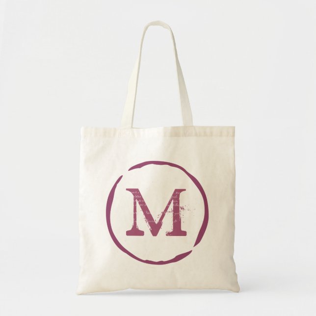Sac cabas à anneaux avec tache de vin rouge monogr (Devant)