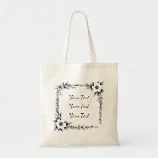 Sac cabas à cadre floral carré personnalisé
