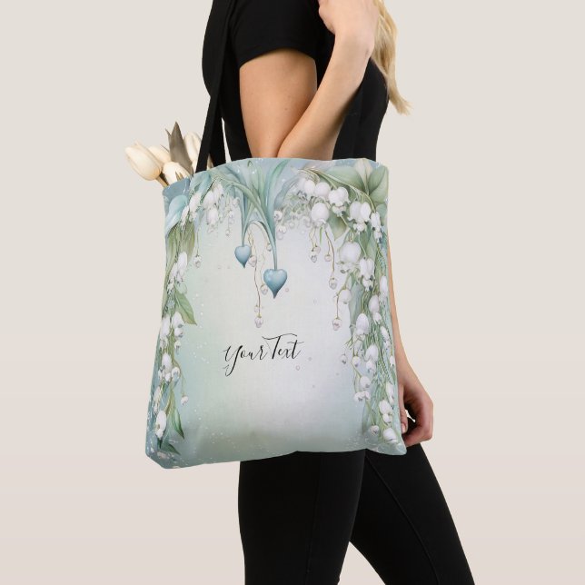 Sac cabas à motif de muguet aquarelle (De près)
