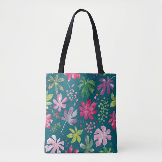 Sac cabas à motif floral tropical éclatant (Devant)