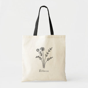 Sac cabas à nom de demoiselle d'honneur Fleur sauv