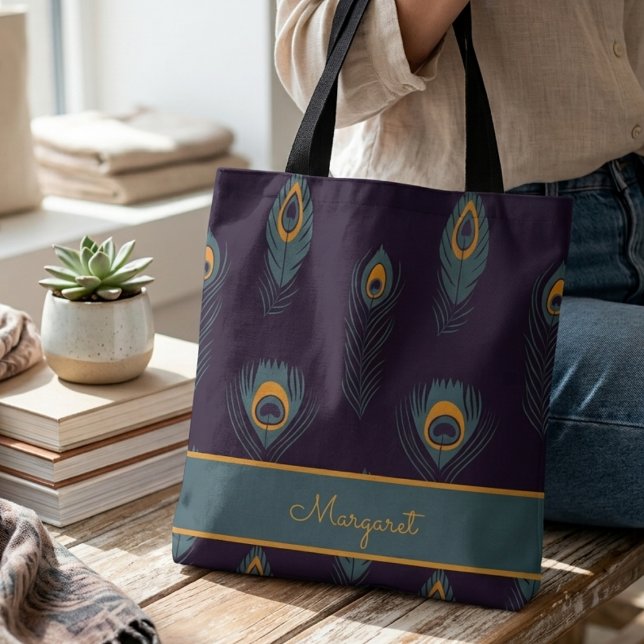 Sac cabas à thème paon  (Créateur téléchargé)