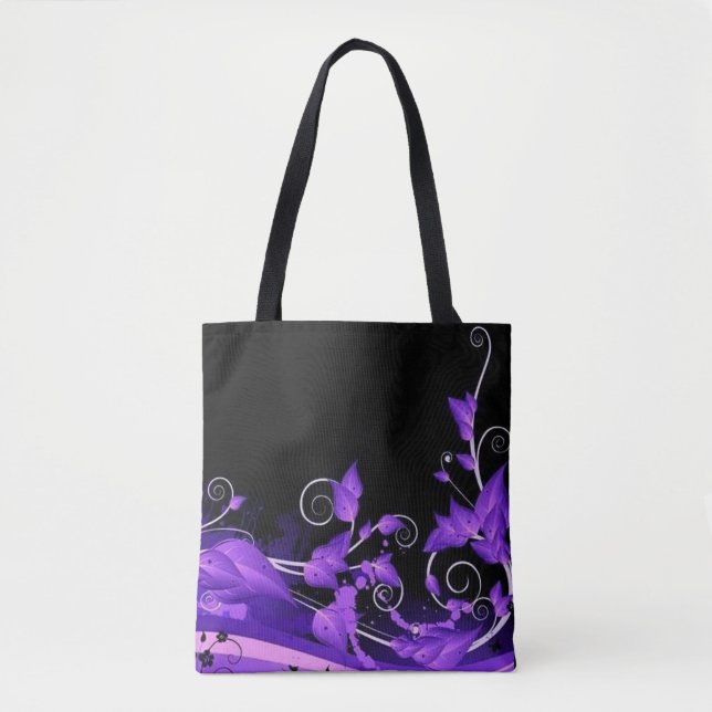 Sac cabas à vignes violettes feuillues (Devant)