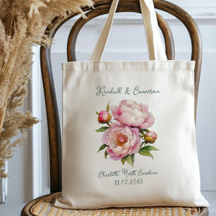 Sac cabas cadeau de bienvenue de mariage aux pivoi