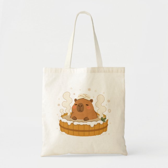 Sac cabas Capybara Mignon Onsen d'Hiver Neige Sour (Devant)