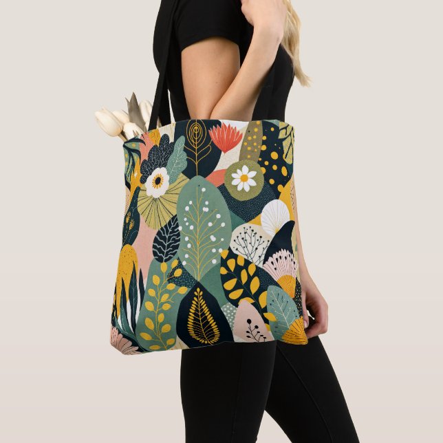 Sac cabas de design jungle bohème. (De près)