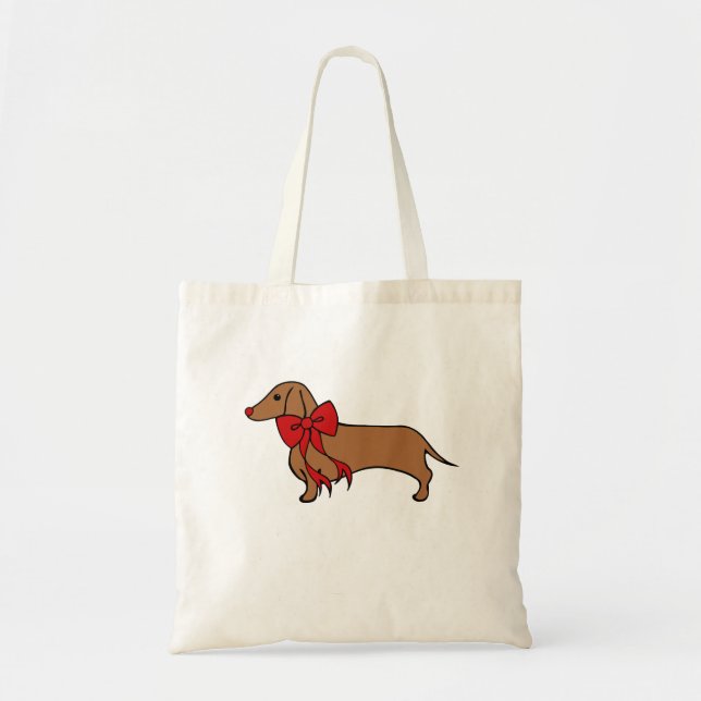 Sac cabas de Noël pour chiot teckel (Devant)