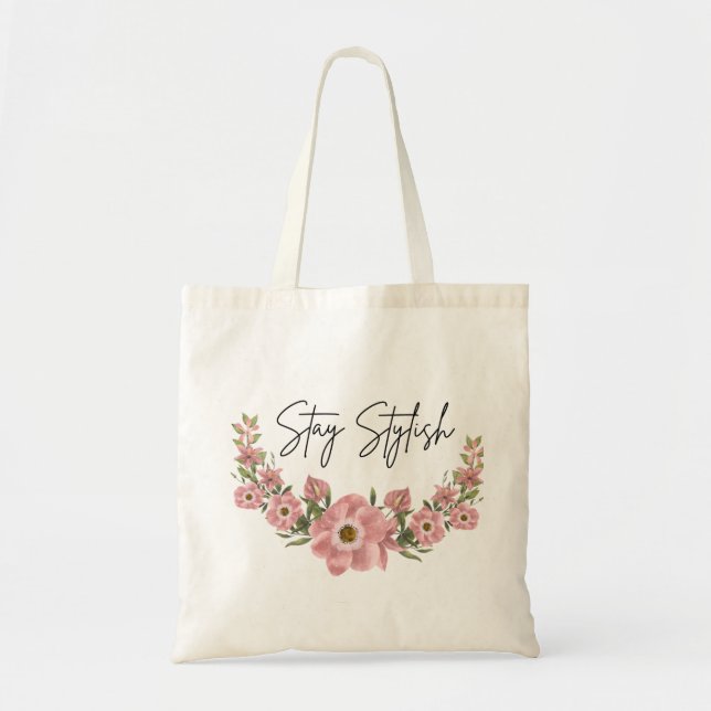 Sac cabas élégant à motif floral (Devant)