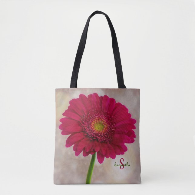 Sac cabas en gerbera rose vif unique (Devant)