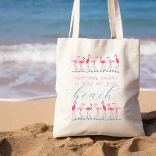 Sac cabas en tissu à motif flamant rose avec citat
