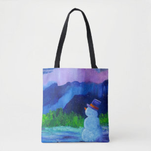 Sac cabas en toile aux bonhommes de neige d'Alaska