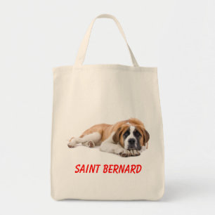 Sac cabas en toile avec chiot Saint Bernard