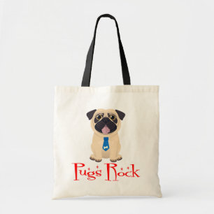 Sac cabas en toile de chien de dessin animé Pug dr
