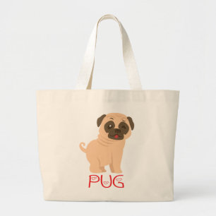 Sac cabas en toile de chien de dessin animé Pug dr