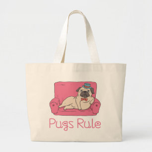 Sac cabas en toile de dessin animé de chien Pug Pu