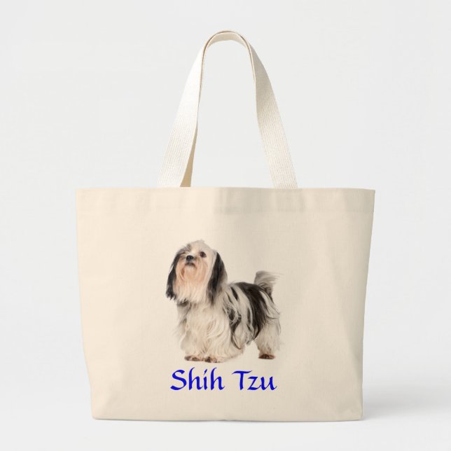 Sac cabas en toile géant avec chiot Shih Tzu (Devant)