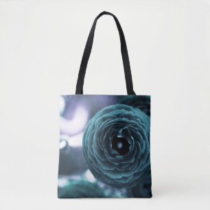 Sac cabas floral aqua vieilli