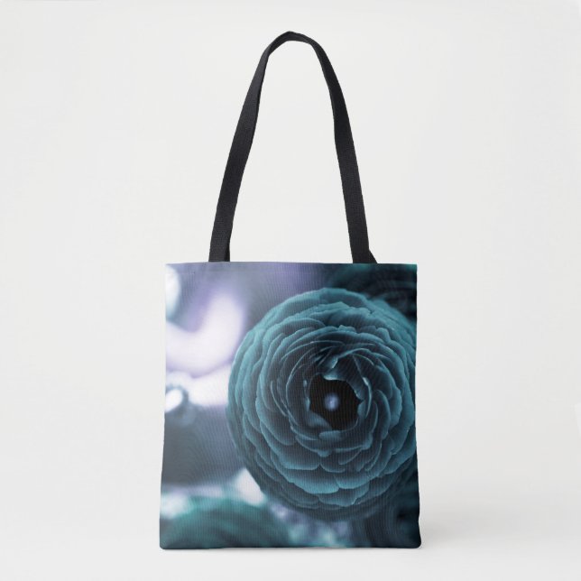 Sac cabas floral aqua vieilli (Devant)