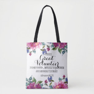 Sac cabas floral Cadeau de remerciement Bénévole