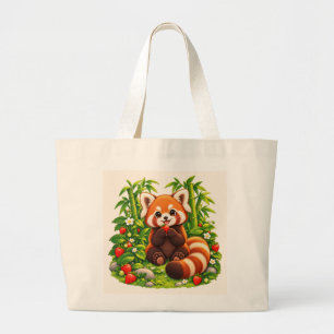 Sac cabas géant Jardin de fraises Kawaii Red Panda
