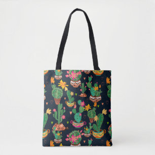Sac cabas jardin de cactus coloré