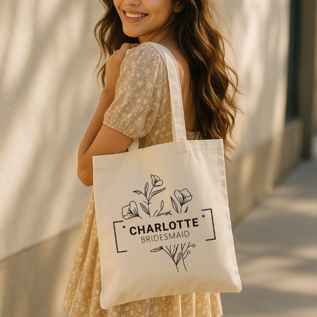 Sac cabas personnalisé avec fleurs, cadeau de dema (bachelorette tote bag, bach club tote, girls trip tote, personalized beach bag, bachelorette gift,)
