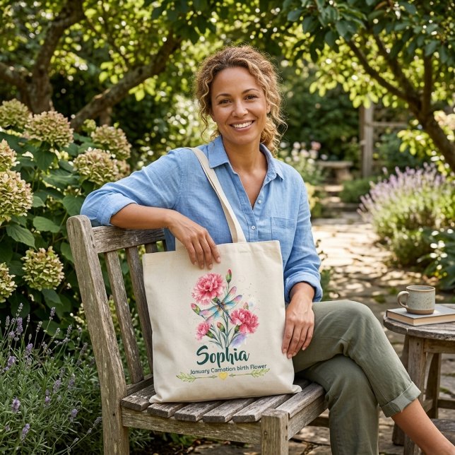 Sac cabas personnalisé Carnation de janvier libell (Créateur téléchargé)
