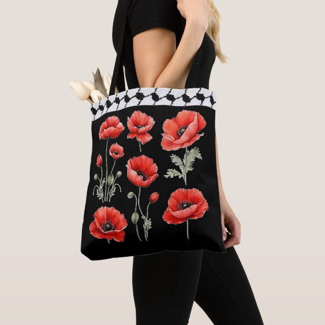 Sac cabas Poppy avec Hattah palestinien (De près)