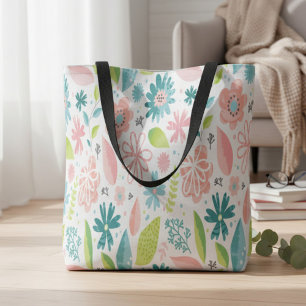 Sac cabas quotidien floral rose
