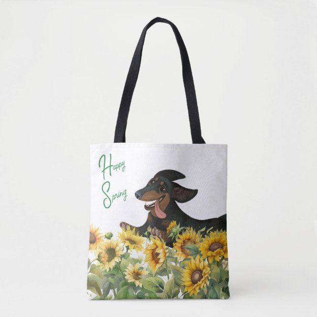 SAC CABAS TOURNESOLS TECkel NOIR ET FEU (Devant)
