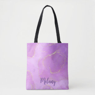 Sac cabas violet aquarelle et paillettes