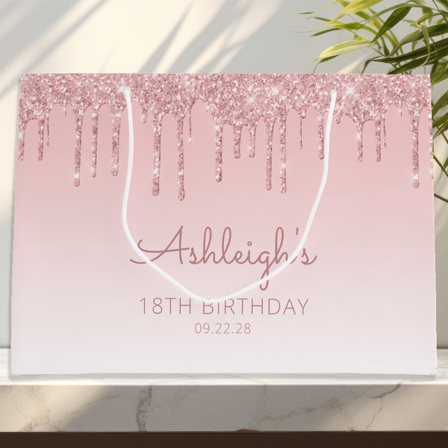 Sac cadeau 18e anniversaire rose pailleté (Créateur téléchargé)