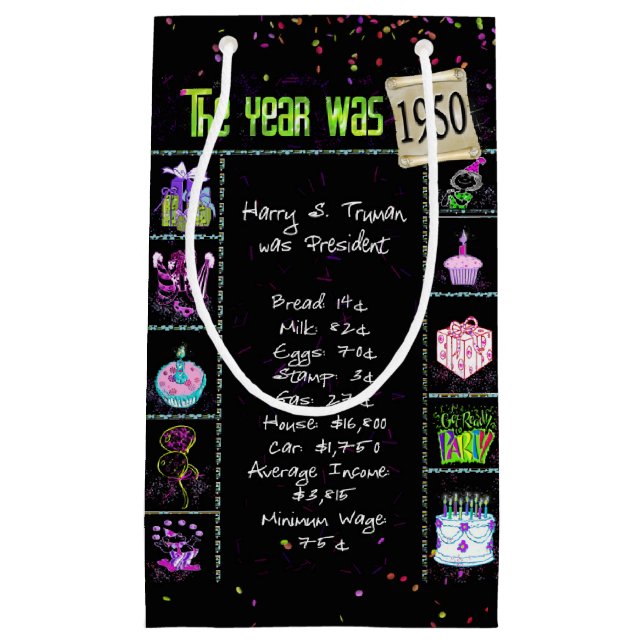 Sac Cadeau 1950 Trivia de l'année de naissance sur un petit s (Devant)