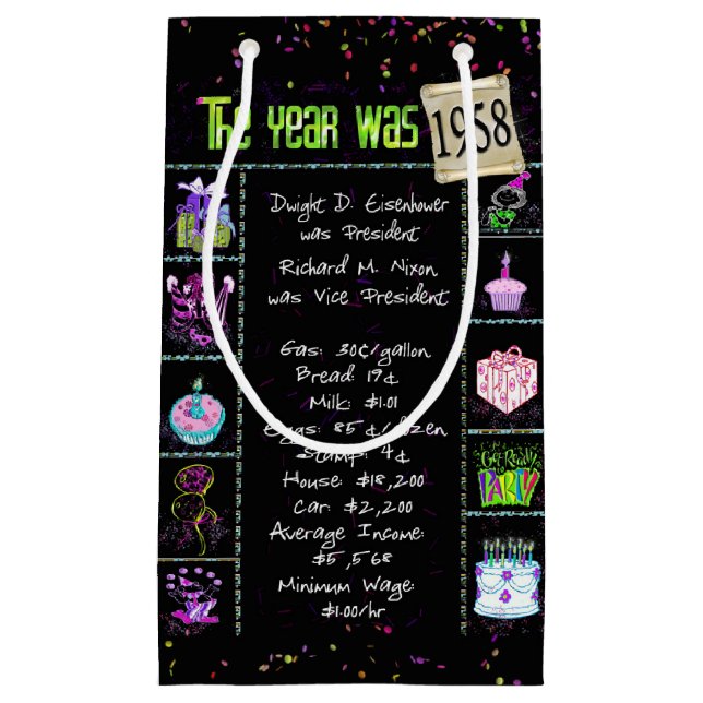 Sac Cadeau 1958 Trivia de l'année de naissance sur un petit s (Devant)