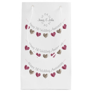 Sac Cadeau 7e anniversaire de mariage du coeur de laine petit