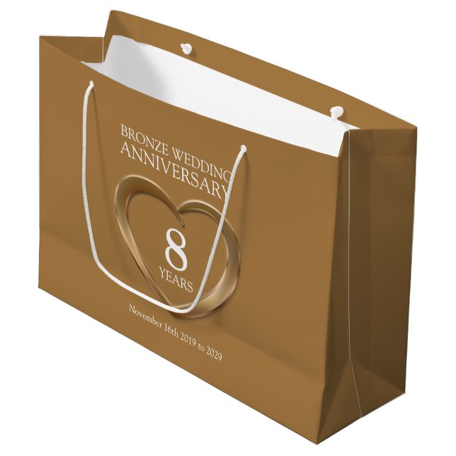 Sac Cadeau 8e anniversaire mariage de bronze photo grand cade (Devant Angle)