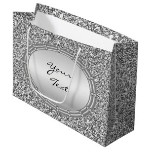 Sac cadeau à cadre pailleté argent