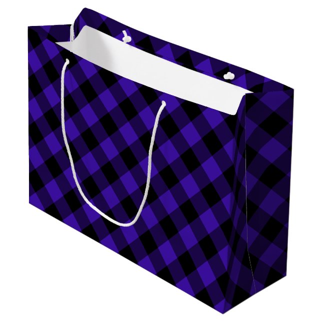 Sac cadeau à carreaux bleus (Devant Angle)