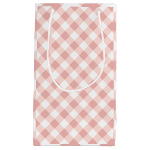 Sac cadeau à carreaux gingham rose et blanc