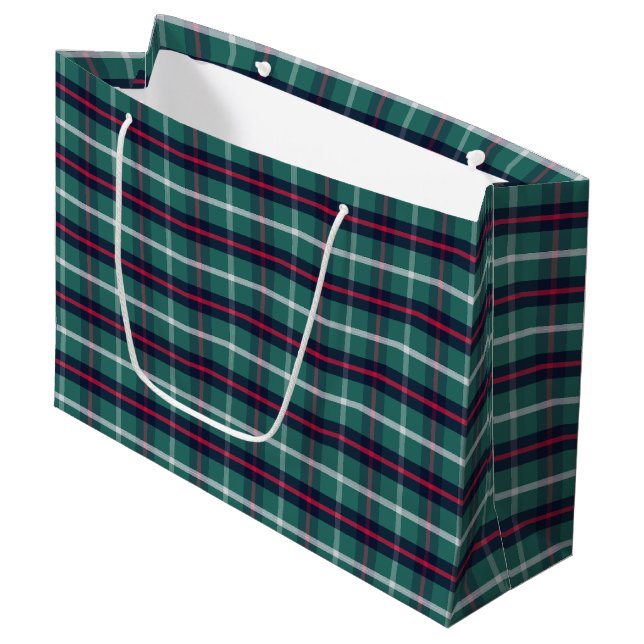 Sac cadeau à carreaux verts (Devant Angle)