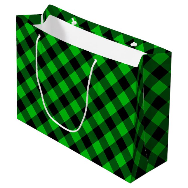 Sac cadeau à carreaux verts (Devant Angle)