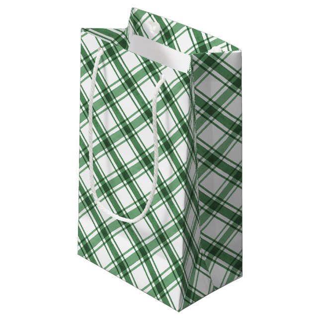 Sac cadeau à carreaux verts et blancs (Devant Angle)