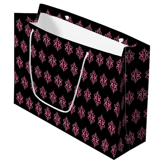 Sac cadeau à dentelle rose et noir (Devant Angle)