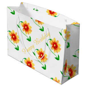 Sac cadeau à fleurs jaunes